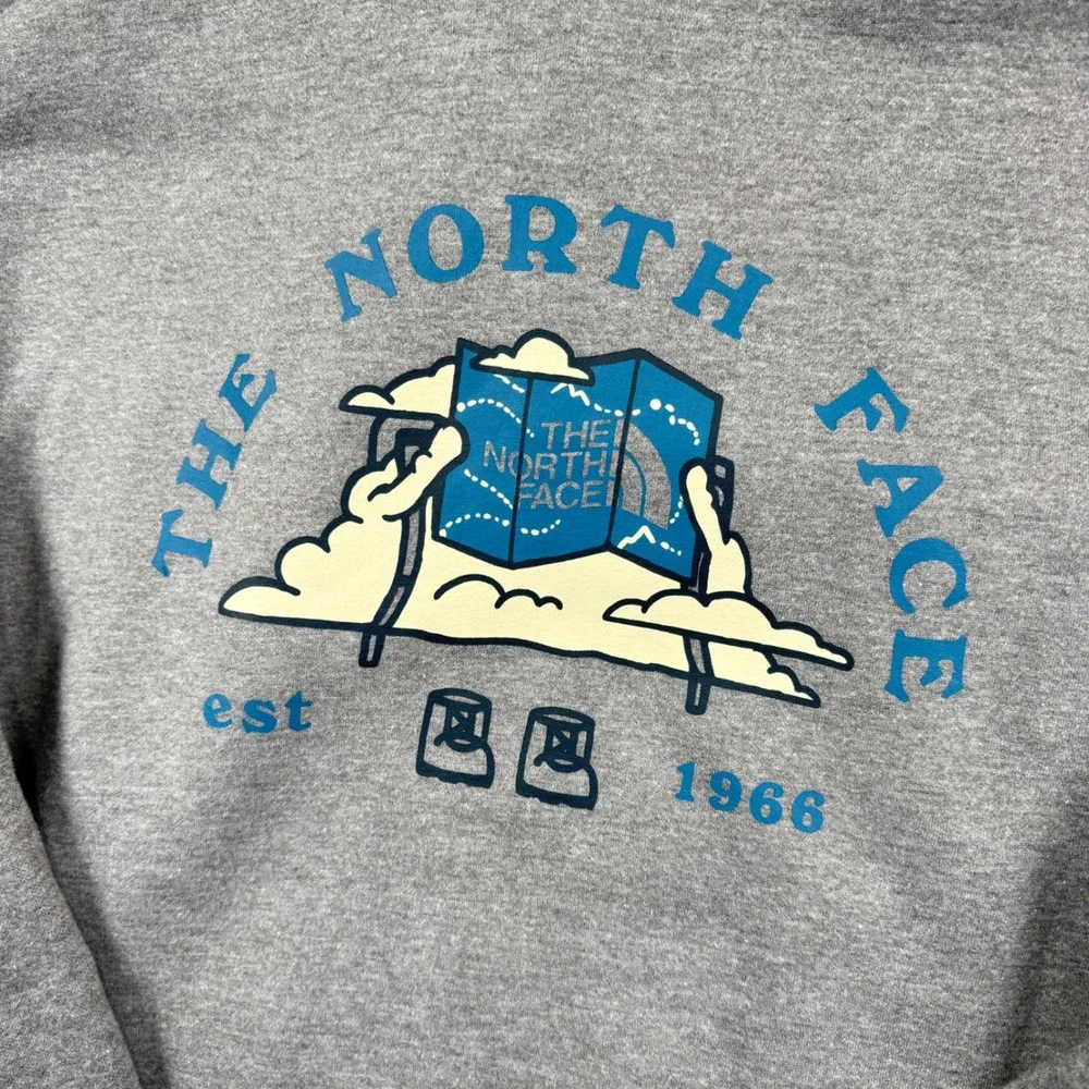 The North Face Hoodie Men Medium Grey M EVO TRAVEL-CLD HD Graphic Pullover